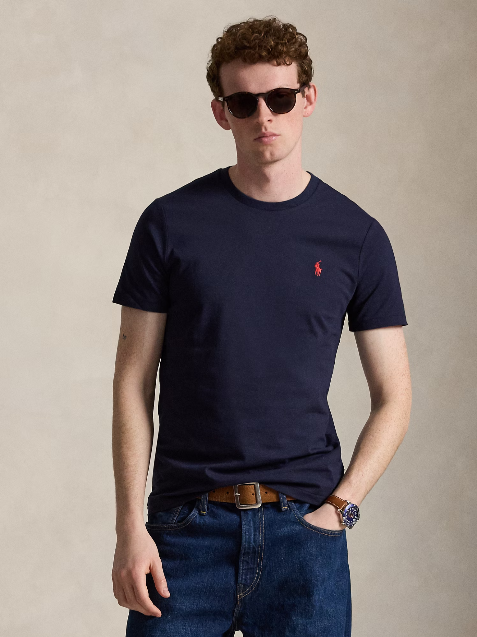 RALPH LAUREN Custom Slim Fit Jersey Crewneck T-Shirt Ink